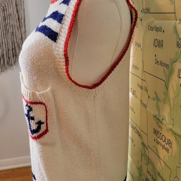 Keneth Too! Nautical Striped Sleeveless Sweater Size  L - Picture 4 of 14